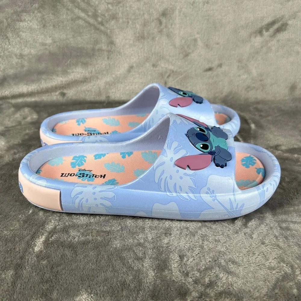 Disney Lilo & Stitch Ground Up Blue Ohana Slide Sandals Womens Size 9